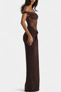 Sara – Asymmetric dress – Brown / L