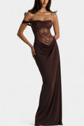 Sara – Asymmetric dress – Brown / S