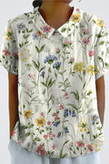 Selma – Floral blouse – White with flowers / XS