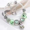 Silver necklace with green crystal – 17 cm