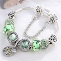 Silver necklace with green crystal – 16 cm