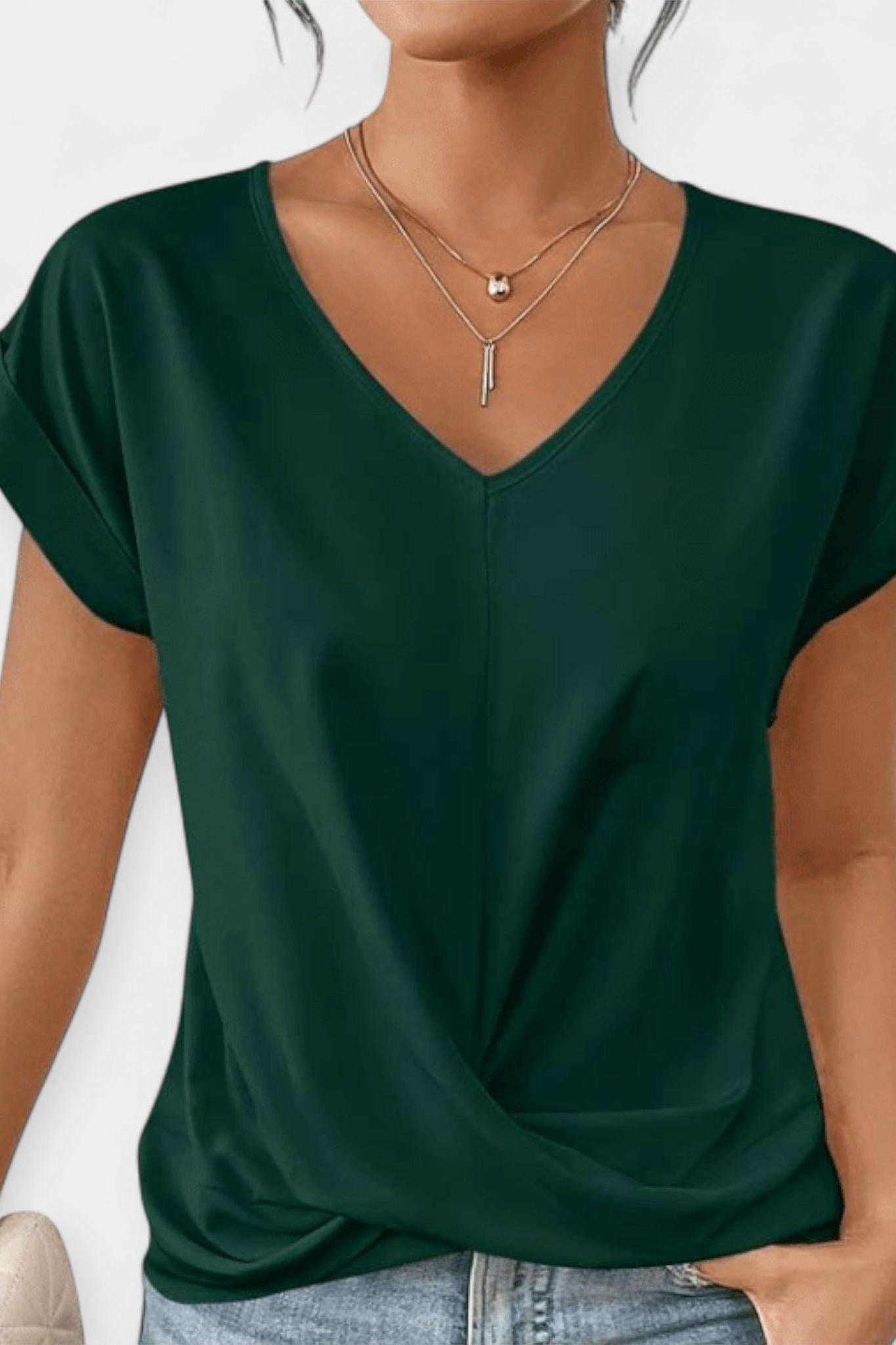 Stine – V-neck blouse – Green / S