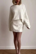 Tanja – Elegant Knitted Jumper – White / L