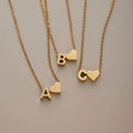 Tidless Initial Necklace with Heart Pendant – Gold / A