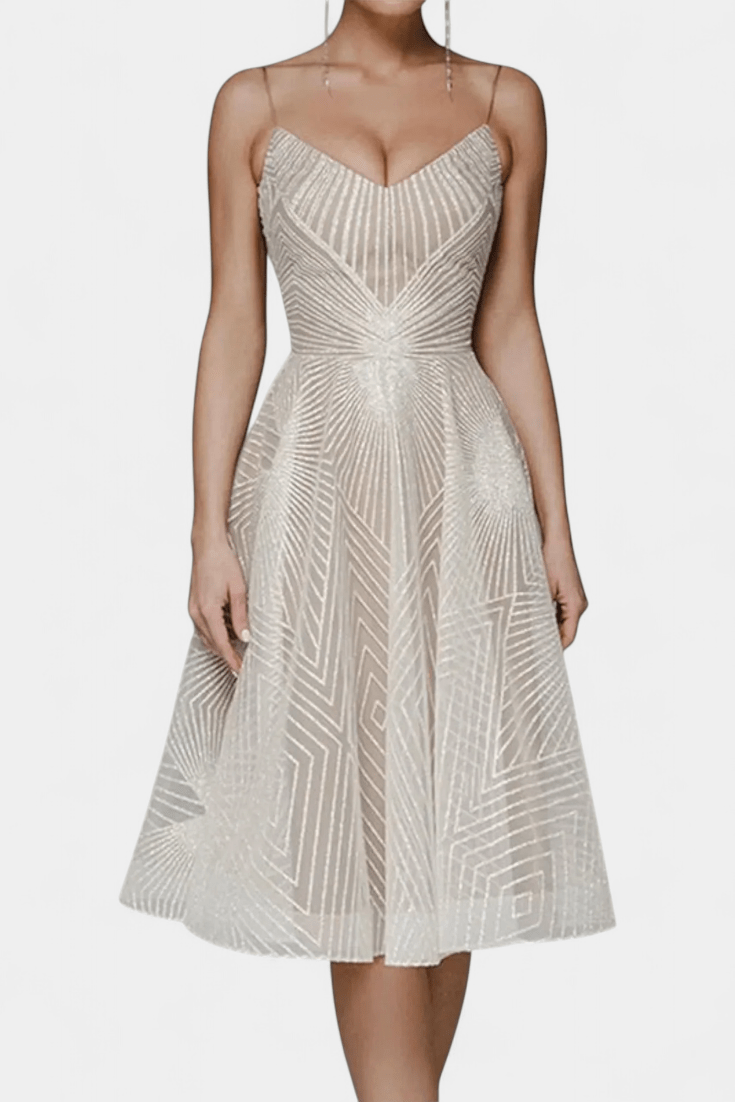 Trine – Embroidered dress – Champagne / XS
