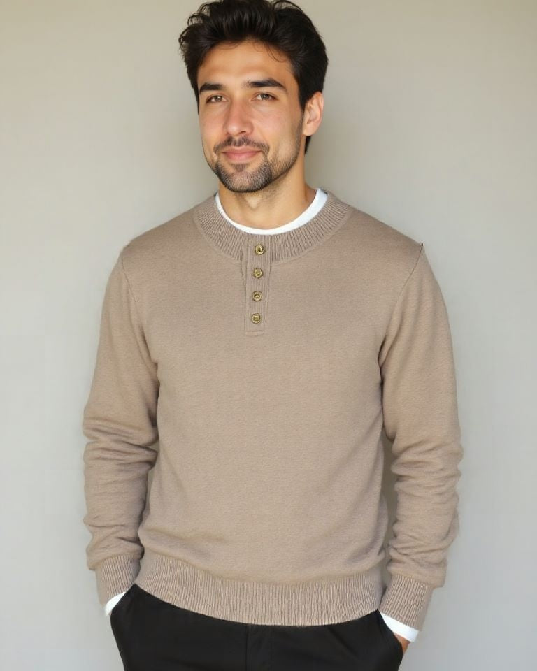 Valdemar – Knitted jacket with belt – Light Brown / 2XS