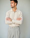Viggo – Cotton Jumper with V-neck – Beige / M