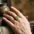 Vintage Adjustable Ring in Gold and Green Jade – image 2