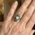 Vintage blue ring with crystals and opal – 16