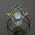 Vintage blue ring with crystals and opal – 15