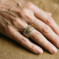 Vintage gold ring braided with zircon – 16