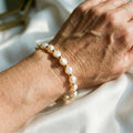 Vintage white bracelet with pearls and gold – image 2