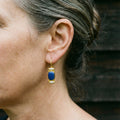 Vintage earrings in blue and gold – image 3