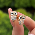 Vintage earrings with owl and crystals