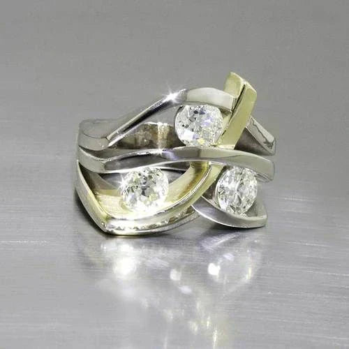 Vintage ring in gold and silver with zircon – 16