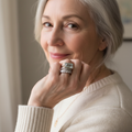 Vintage silver rings with glass turquoise stones – 16