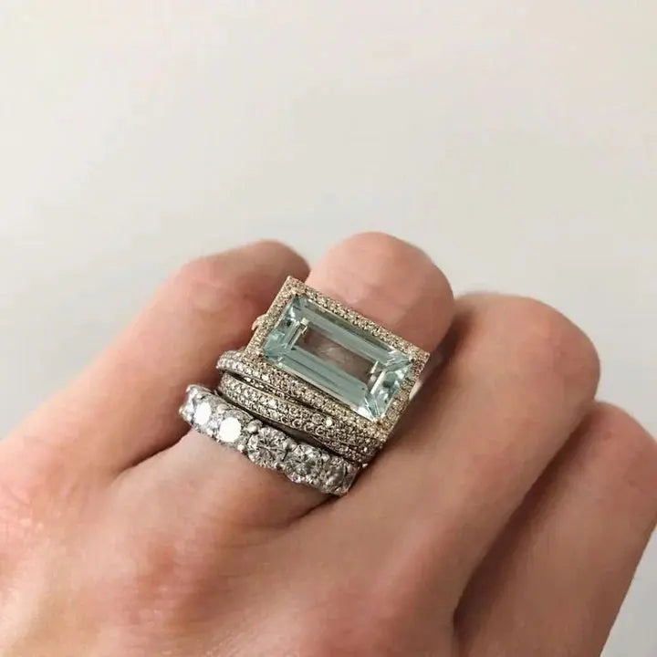 Vintage silver rings with glass turquoise stones – 15