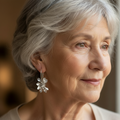 Vintage silver earrings with irregular flowers – image 2